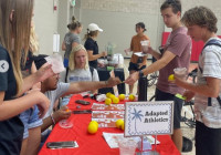 ENS Booth with students attending