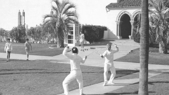 Two Fencers in front of the ENS building